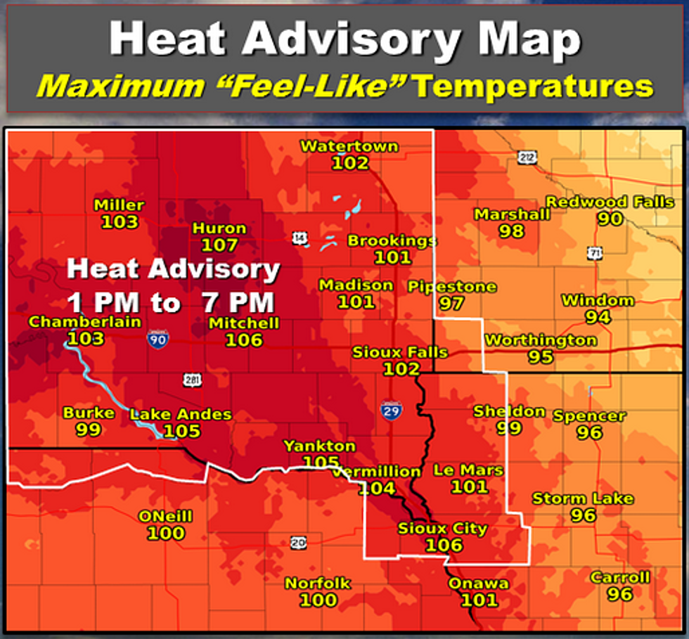 Heat Advisory for Sioux Falls Sunday