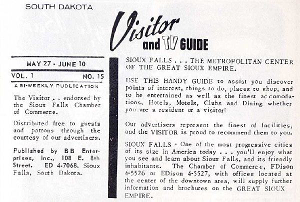 The South Dakota Visitor and TV Guide Masthead