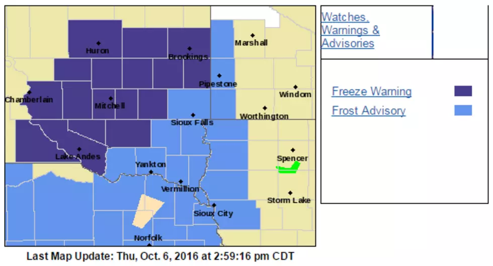Frost Advisory For Sioux Falls Friday Morning