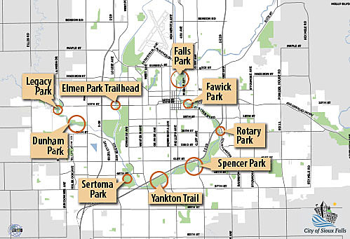 Big Sioux River Greenway Clean-Up Locations